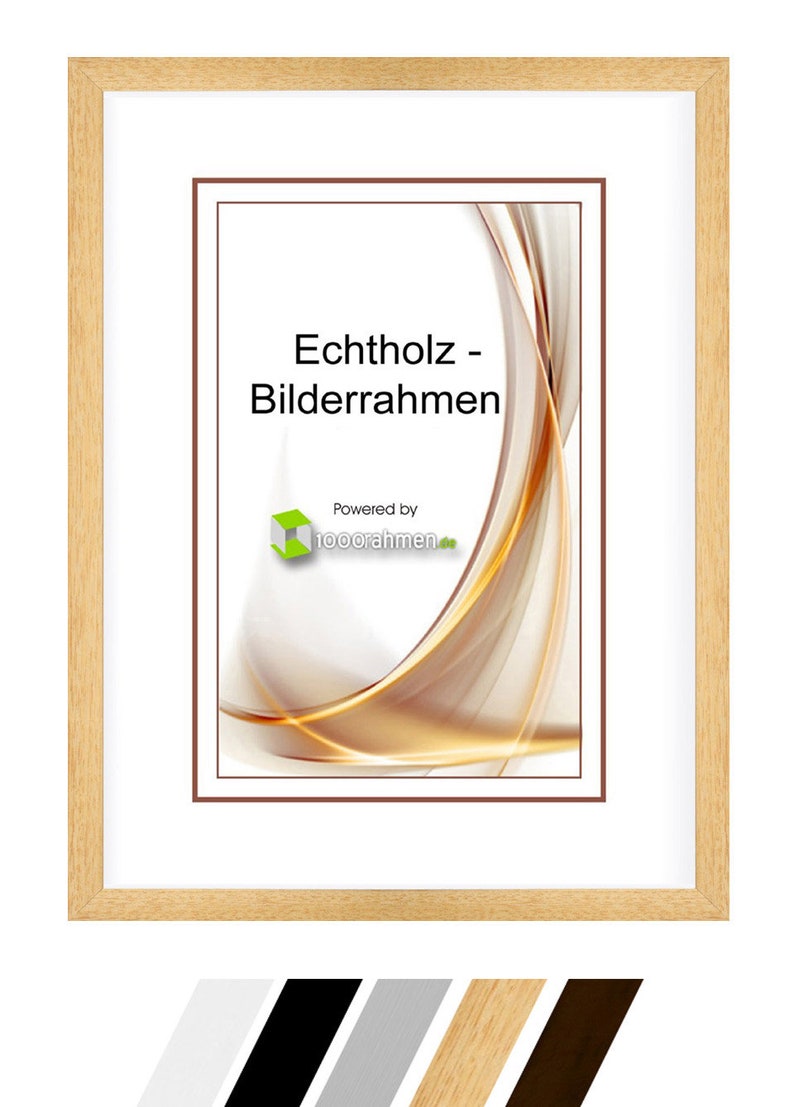 Bilderrahmen Plano aus Echtholz mit echtem Glas, ab 10x15 cm, 13x18 , 15x20 , A4 , bis 40x60 cm, schwarz weiß natur hellgrau dunkelbraun Bild 4