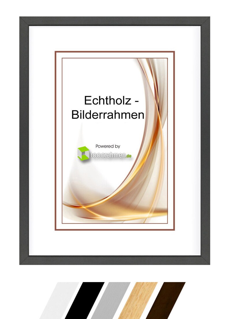 Bilderrahmen Plano aus Echtholz mit echtem Glas, ab 10x15 cm, 13x18 , 15x20 , A4 , bis 40x60 cm, schwarz weiß natur hellgrau dunkelbraun Bild 7