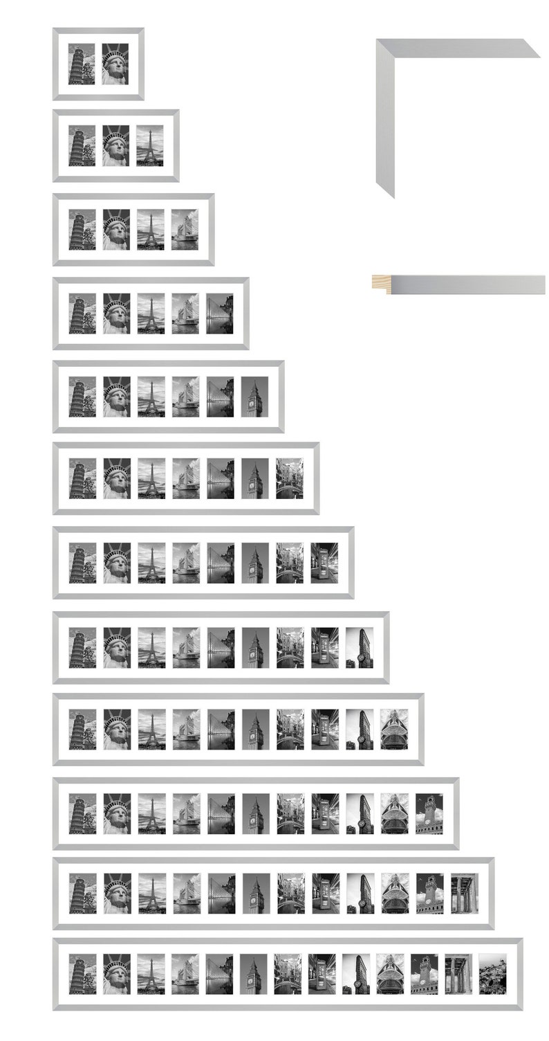 Collage Holz Bilderrahmen Galerie mit Passepartout für 2-6 Fotos 7x10 9x13 10x10 10x15 13x13 13x18 15x20 18x24 20x30 30x40 Bild 4