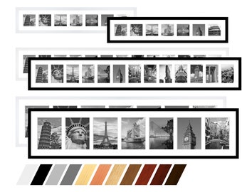 Collage Holz Bilderrahmen Galerie mit Passepartout für 7-13 Fotos Bilder 7x10 - 9x13 - 10x10 - 10x15 - 13x13 - 13x18 - 15x20- 18x24