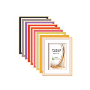 Moldura de madeira "VIDA" com vidro verdadeiro nas cores amarelo, vermelho, azul, verde, preto e rosa.