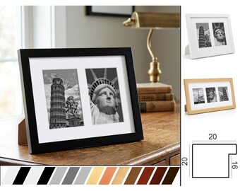 Wooden collage picture frame for standing, gallery style with passe-partout for 2-6 photos 7x10 - 9x13 - 10x10 - 10x15 - 13x13 -