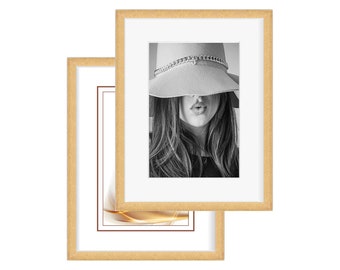 Bilderrahmen "Linea" natur aus Echtholz mit echtem Glas, mit oder ohne Passepartout, von 10x15 cm bis 70 x100 cm aus Deutschland