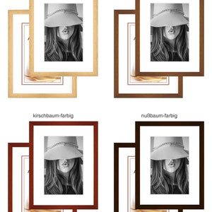 Linea picture frame black matt made of real wood with real glass, with or without passe-partout, from 10 x 15 cm, white natural silver gold copper titanium image 8