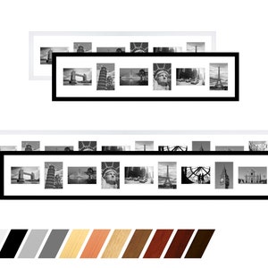 Collage Echt- Holz Bilderrahmen Galerie mit Passepartout für 6 bis 10 Fotos 7x10 9x13 10x15 13x18 15x20 usw. mit Passepartout und Echtglas