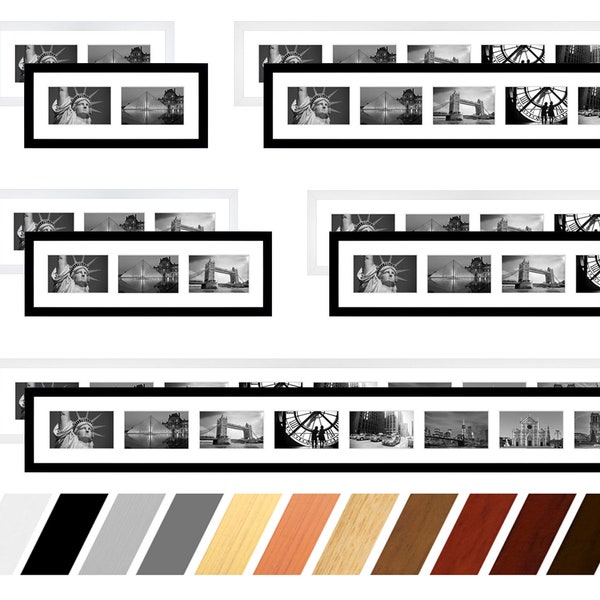 Collage Holz Bilderrahmen Galerie mit Passepartout für 2-9 Fotos 7x10 - 9x13 - 10x10 - 10x15 - 13x13 - 13x18 - 15x20- 18x24 - 20x30 - 30x40