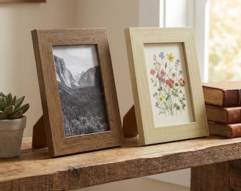 Wooden picture frame Canada, table frame, picture frame with stand, table frame, portrait frame, cream, brown, with real glass