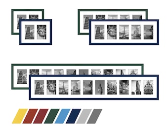 Collage Holz Bilderrahmen Galerie viele Farben mit Passepartout für 2-6 Fotos Bilder 7x10 - 9x13 - 10x10 - 10x15 - 13x13 - 13x18 - 15x20