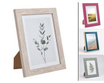 Cornici portafoto in legno con supporto, 18 modelli, cornici autoportanti con vetro vero, 10x15, 13x18, 15x20, 18x24, anche con passe-partout.