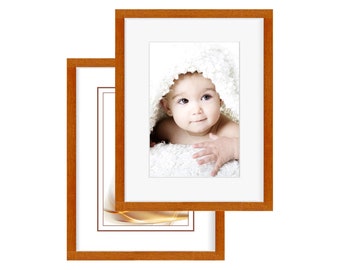 Bilderrahmen "Torro" hellbraun aus Echtholz mit echtem Glas, mit oder ohne Passepartout, von 10x15 cm bis 70 x100 cm aus Deutschland