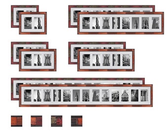 Shabby Bilderrahmen " Alto " Collage  Holz Galerie Fotorahmen mit Passepartout für 2 - 13 Fotos 10x15 13x18 -  Massivholz natürlich gealtert