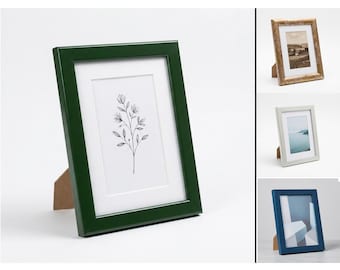 Wooden picture frames with stand, 18 models, freestanding picture frames with real glass, 10x15, 13x18, 15x20, 18x24, also with passe-partout.