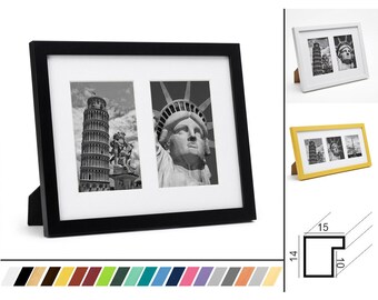 Pino Wooden Collage Picture Frame for Standing Gallery with Passepartout for 2-6 Photos 7x10 - 9x13 - 10x10 - 10x15 - 13x13 - 23 Colors
