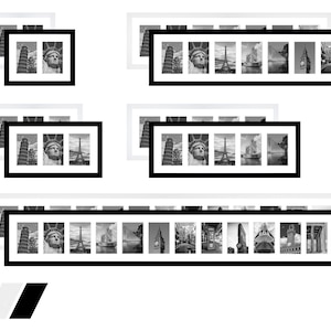 Collage Holz Bilderrahmen Galerie mit Passepartout für 2 - 13 Fotos Fotorahmen schwarz weiß 10x10 10x15 13x18 15x20 18x24 20x25 20x30 24x30