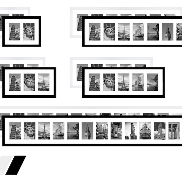 Collage galerie de cadres photo en bois avec passe-partout pour 2 à 13 photos cadre photo noir blanc 10x10 10x15 13x18 15x20 18x24 20x25 20x30 24x30