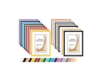 Cornice "Plano" in vero legno con vero vetro, da 10 x 15 cm, 13x18, 15x20, A4, fino a 50 x 75 cm, nero bianco naturale grigio chiaro marrone scuro