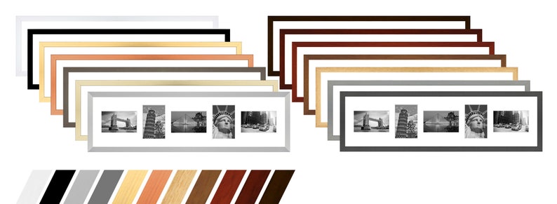 Collage galerie de cadres photo en bois véritable avec passe-partout pour 3 à 5 photos 7x10 9x13 10x15 13x18 15x20 etc. avec passe-partout et verre véritable image 4