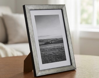 Wooden picture frame Line, silver and gold, freestanding photo frame, picture frame with stand, table frame, portrait frame, with real glass