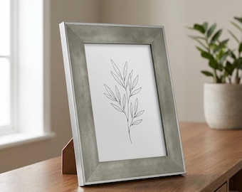 Wooden picture frame Frankfurt, table frame, picture frame with stand, table frame, portrait frame, light grey, grey with real glass