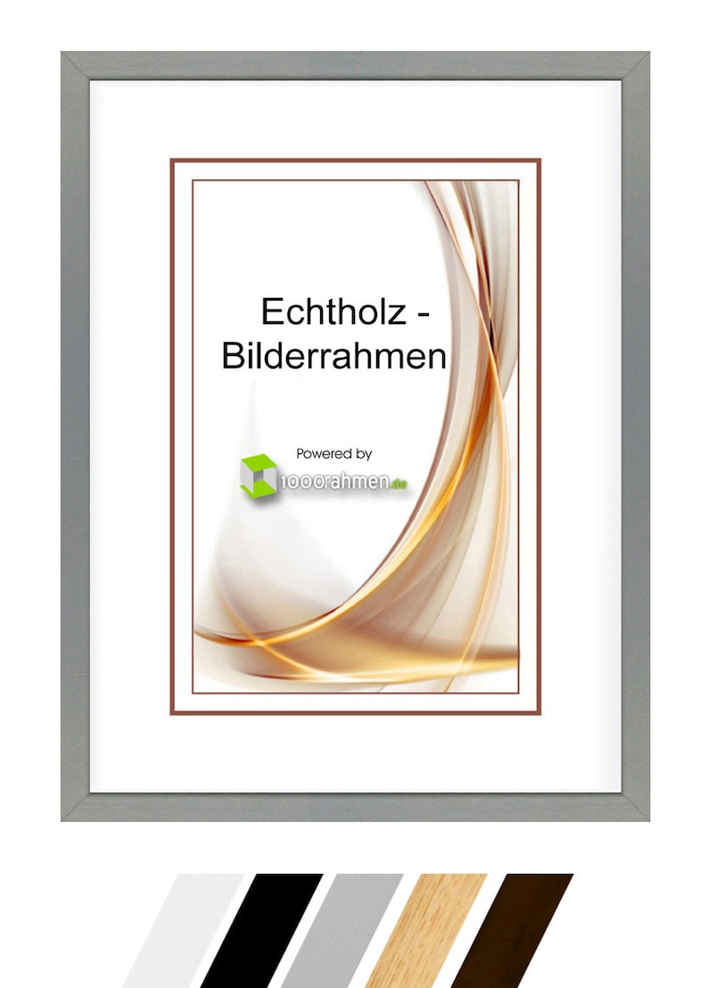 Bilderrahmen Plano aus Echtholz mit echtem Glas, ab 10x15 cm, 13x18 , 15x20 , A4 , bis 40x60 cm, schwarz weiß natur hellgrau dunkelbraun Bild 3