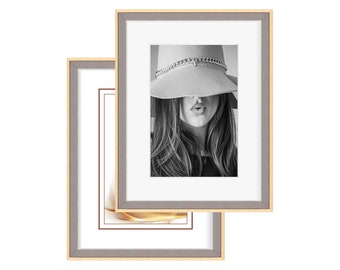 Bilderrahmen "Life" natur/grau aus Echtholz mit echtem Glas, mit oder ohne Passepartout, von 10x15 cm bis 70 x100 cm aus Deutschland