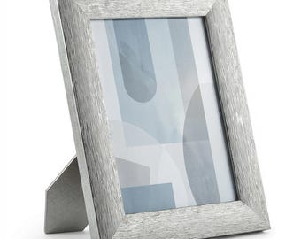 Wooden picture frame Loom, silver, freestanding photo frame, picture frame with stand, table frame, portrait frame, with real glass