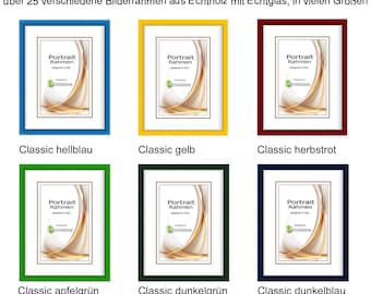 Real wood picture frames with real glass, from 10 x 15 cm, 13 x 18 cm, 30 x 40 cm to 40 x 60 cm