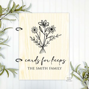 Porte-cartes d'anniversaire | Rangement personnalisé pour cartes de vœux | Cadeau personnalisé pour grand-mère | Album photo en bois | Organisation de cartes | Noël