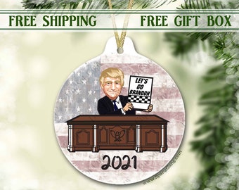 Let's Go Brandon | Lets Go Brandon Funny 2021 Christmas Ornament | Trump Christmas Ornament | Trump 2024 | Biden | Funny Gift for Friend