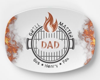 BBQ Grilling Personalized Plate | Daddy's Grilling Plate for Father's Day | Custom Gift for Him for Birthday | Grill Master Dad Smoke Master