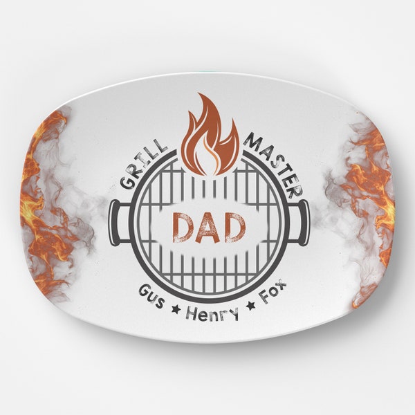 BBQ Grilling Personalized Plate | Daddy's Grilling Plate for Father's Day | Custom Gift for Him for Birthday | Grill Master Dad Smoke Master