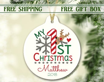 1st Christmas | My First Christmas Ornament | Baby Girl Ornament | Baby Boy Ornament | Baby Gift | Custom Ornament | Christmas Gift for Baby