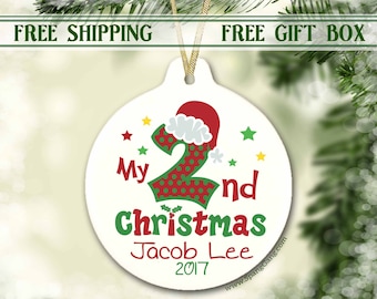 Baby's Second Christmas Ornament | Personalized 2nd Christmas Gift for New Baby | Gift Idea for new Baby | Baby Shower Gift | New Mom Dad
