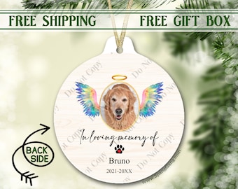 Photo Ornament for Dog Loss | Cat Loss | Pet Sympathy Gift | Custom Dog Memorial Ornament W/Photo | Bereavement Gift |Dog Christmas Ornament