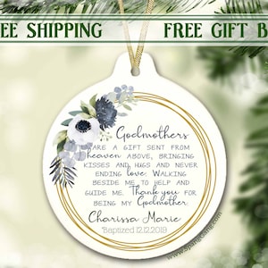 Godmother Keepsake | Godmother Gift | Godmother Thank you | Godmother Ornament | Gift for Godmother | Gift from Godchild, Gift for Godmother