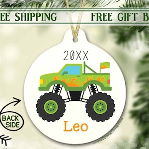 Monster Truck Christmas Ornament | Boy Ornament | Green Truck | Personalized Ornament | My First Christmas Ornament | Christmas Gift Boy