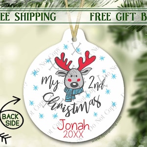 2nd Christmas Ornament Baby | Second Christmas Ornament Baby Boy | Christmas Ornament for Girl | Personalized Ornament Baby&#39;s 2nd Christmas