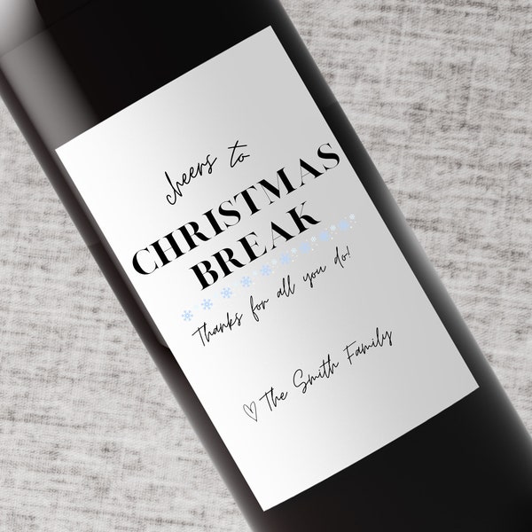 Custom Wine Label for Teacher | Preschool Teacher Gift | Teacher Holiday Gift | Wine Label for Teacher | Teacher | Christmas Gift From Class