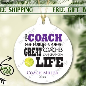 Sports Gift Ornament | TENNIS Coach Gift | Custom Sports Coach | Soccer Coach Thank You | Coach Gift from Team | Softball Coach | Soccer