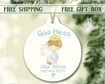 Personalized Baptism Ornament for Boy | Personalized Baptism Gift for Boy | Christening Gift | Baptismal Gift | Boy Christening |Godson Gift