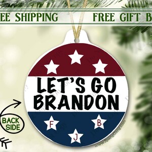 Lets Go Brandon Décoration de Noël drôle 2021 | DOS PERSONNALISÉ | PORCELAINE de qualité | Atout 2024 | Allons-y Brandon | Cadeau classique