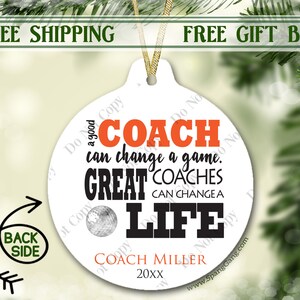 Sports Gift Ornament | GOLF Coach Gift | Custom Sports Coach | Soccer Coach Thank You | Coach Gift from Team | Softball Coach | Soccer