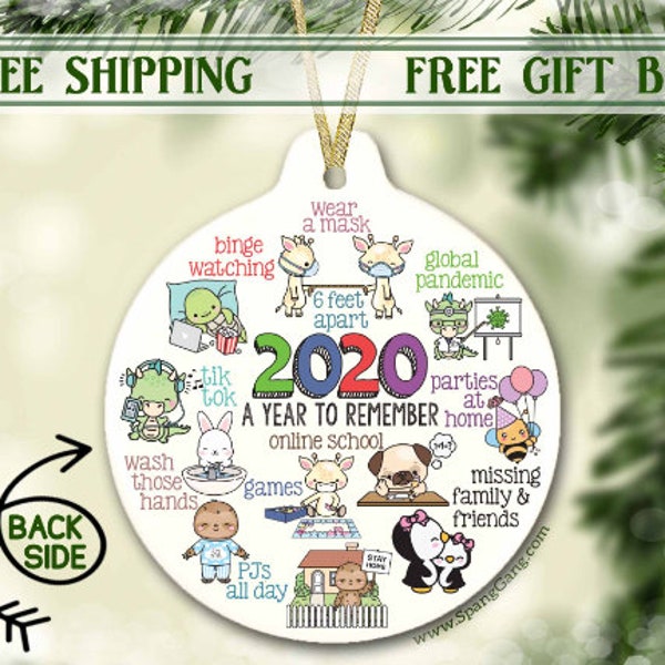 2020 Kids Christmas Ornament | Holiday Ornament for Children | Ornament Boy | Girl Ornament | Quarantine Pandemic Ornament | 2020 Memories