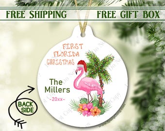 Family's First Florida Christmas | Florida Housewarming Gifts | 1st Christmas in Florida Ornament | My First Christmas in FL | New Baby Gift