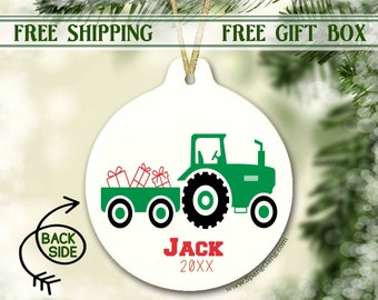 Tractor Christmas Ornament | Personalized Ornament | Pink Tractor | Green Tractor | My First Christmas Ornament | Boy or Girl Gift | Farm