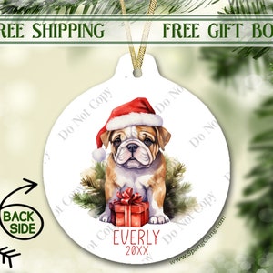Bulldog Puppy Ornament | Gift for Son | Personalized Christmas Gift for Baby Boy | Husky Dog Ornament | Custom Dog Lover Gift | Corgi Pup