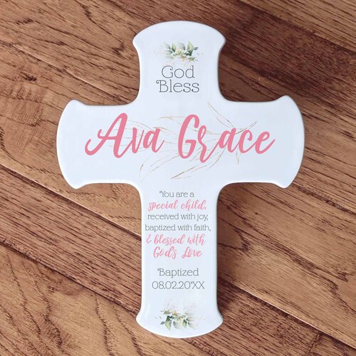 Christening Gift for Girl Personalized Cross Baptism Gift Etsy