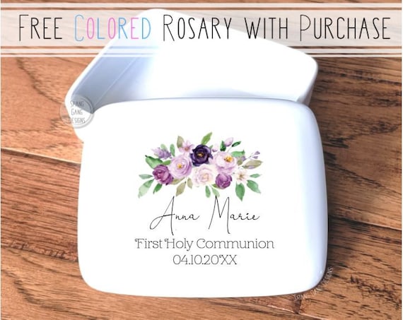 First Communion Gift for Girl w/FREE mini Rosary | Personalized First Communion or Confirmation | 1st Holy Communion gift | Bible Accessory