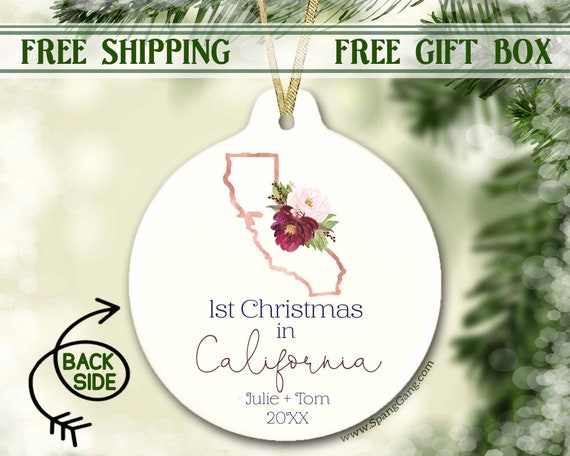 California Gifts | 1st Christmas in California Ornament | California Christmas Ornament | California State Gift | California New Home Gift