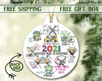 2021 Kids Christmas Ornament | Holiday Ornament for Children | Ornament Boy | Girl Ornament | Quarantine Pandemic Ornament | 2021 Memories